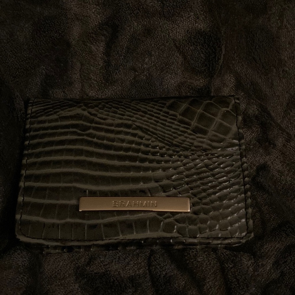 Brahmin green faux crocodile wallet